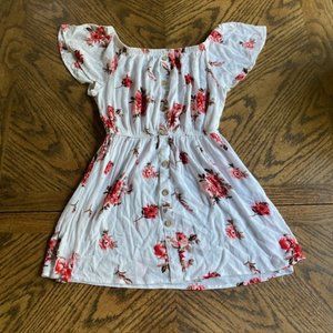 RUE 21 Off-Shoulder Flowy Red Flowery Dress (L)